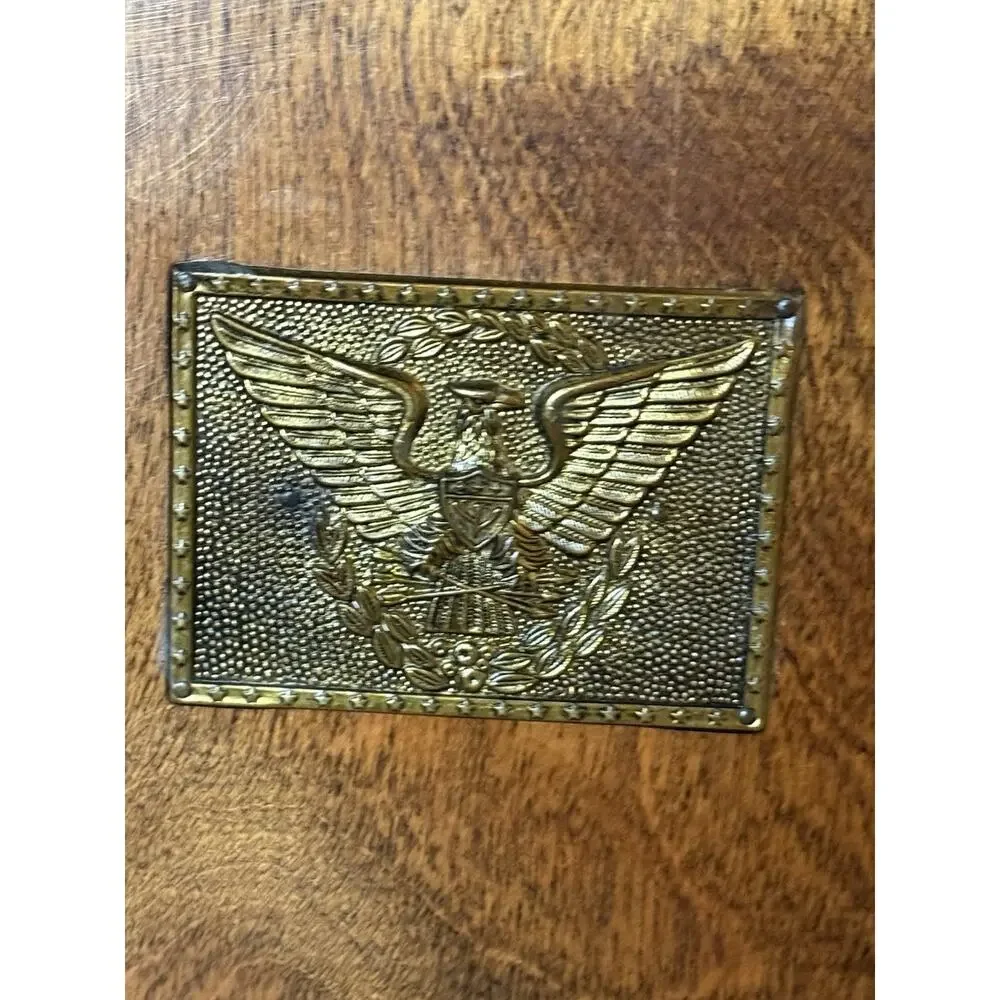 Vintage Wood Bread Box Brass Eagle Cutting Board Americana MCM EUC